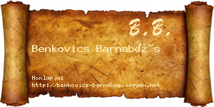 Benkovics Barnabás névjegykártya