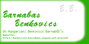 barnabas benkovics business card